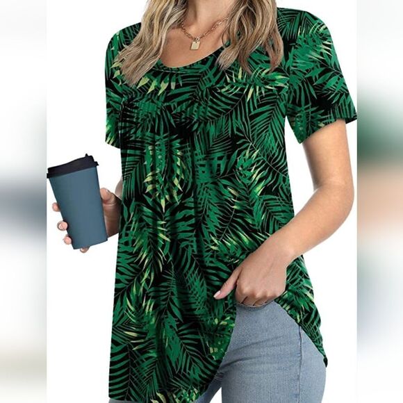 LONGYUAN Tops - LONGYUAN Women Casual Tops Short Sleeve Tunic Hide Belly Shirts Elastic …